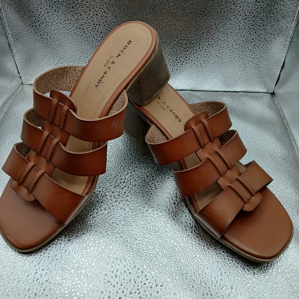 Rock & Candy Brown Sandals with Tiered Straps Women's Size 8.5
